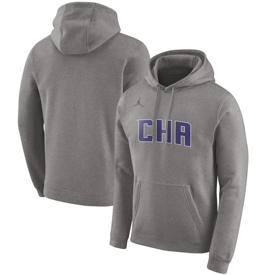 NBA Charlotte Hornets Jordan Brand 201920 City Edition Club Pullover Hoodie Heather Gray